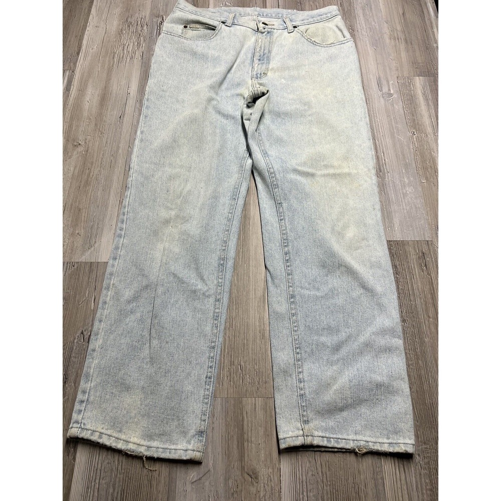 Vintage Lee Jeans Mens 34x29 Blue Stone Wash‎ Denim Distressed 90s Y2K Rivets